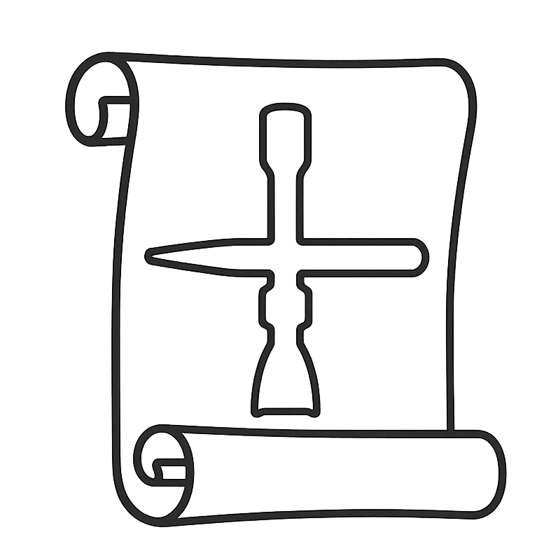 Icon of a scroll with a BudBud on a white background