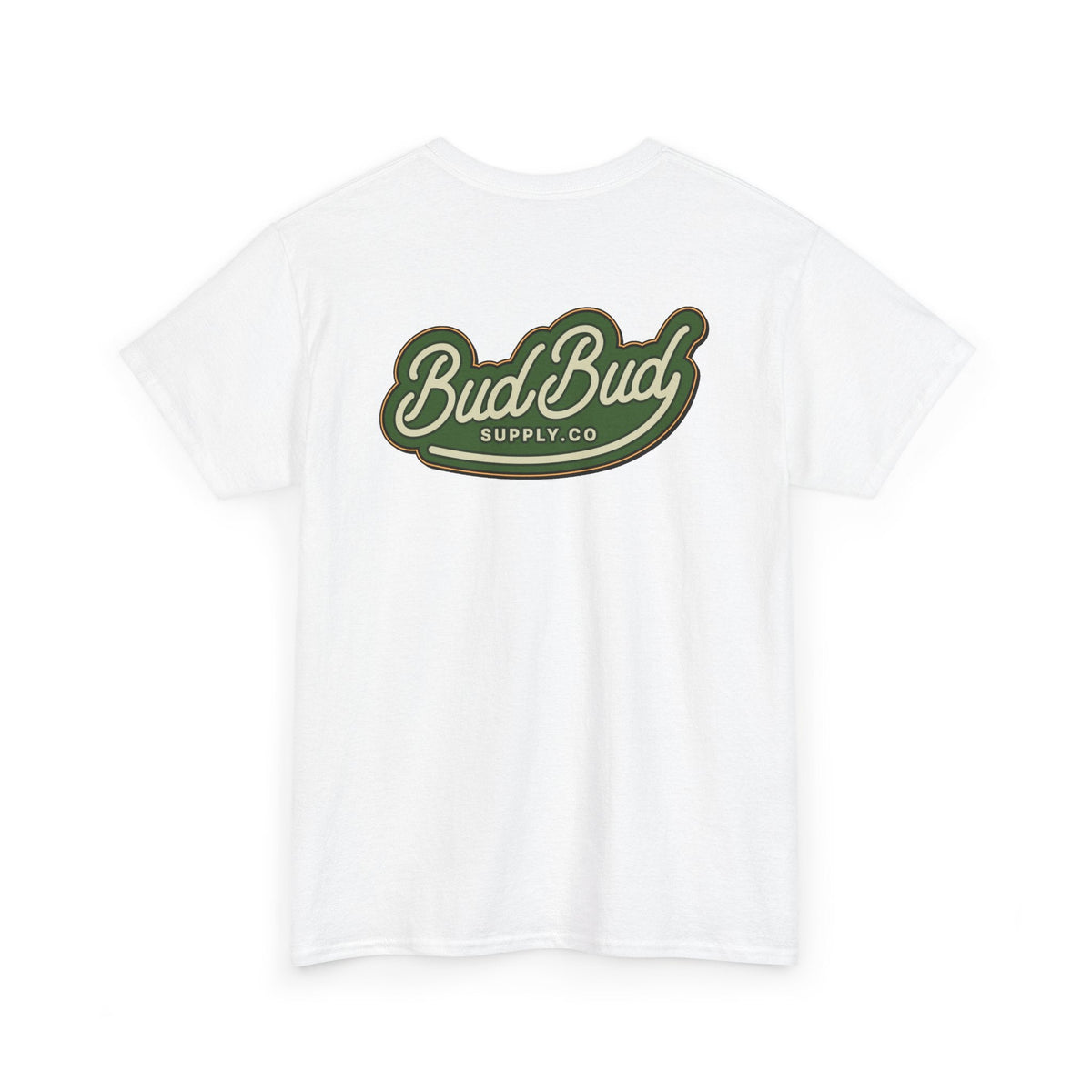 Bud Bud Supply Co. Logo Tee — Retro Green Script Chest & Back Shirt - BudBud Supply Co.