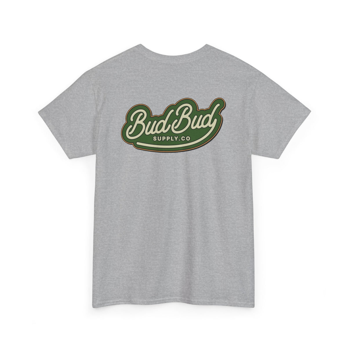 Bud Bud Supply Co. Logo Tee — Retro Green Script Chest & Back Shirt - BudBud Supply Co.